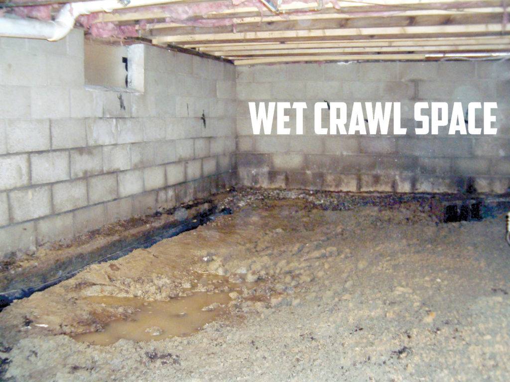 Wet crawl space